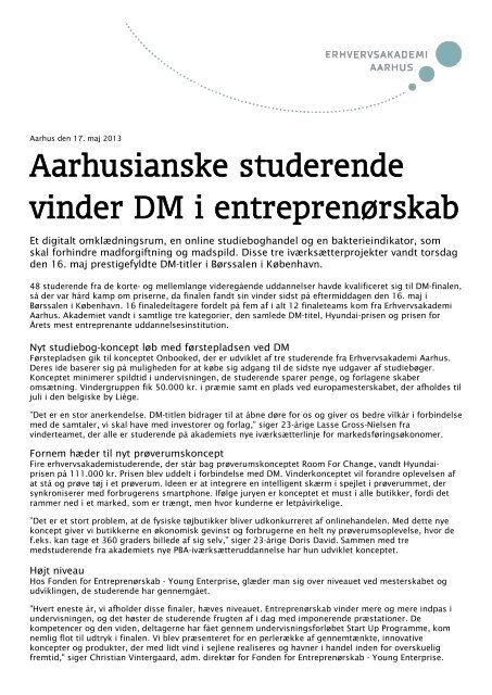 Download pressemeddelelse - Erhvervsakademi Aarhus