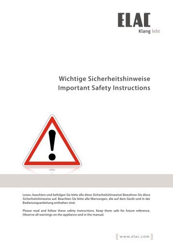 Wichtige Sicherheitshinweise Important Safety Instructions - Elac