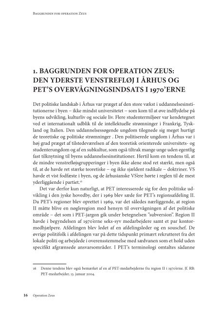 OPERATION ZEUS - PET-kommissions beretning