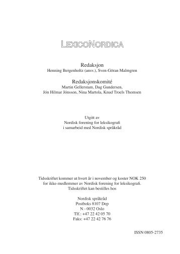 LEXICONORDICA - Nordisk Sprogkoordination