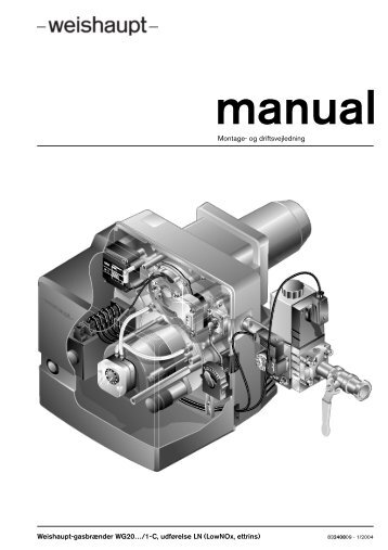 Weishaupt-gasbrænder WG20…/1-C, udførelse LN (LowNOx, ettrins ...