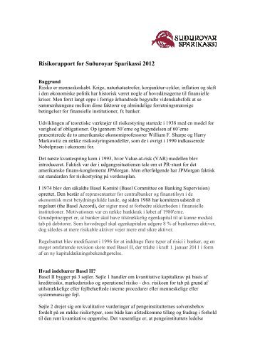 Risikorapport for Suðuroyar Sparikassi 2012