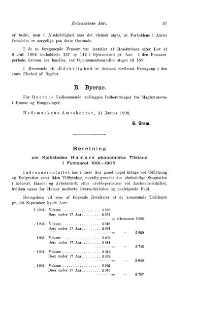 Beretninger om Amternes Økonomiske Tilstand 1901-1905. Bind I