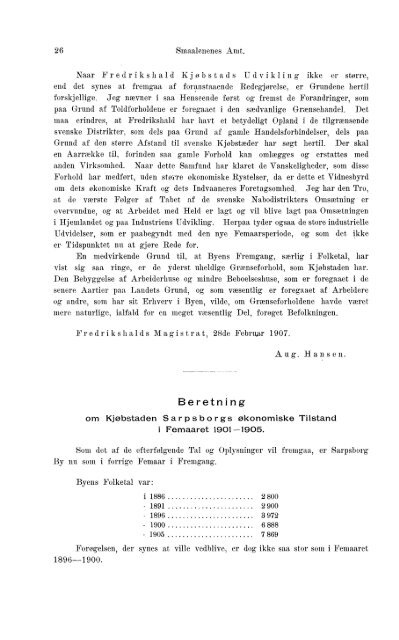 Beretninger om Amternes Økonomiske Tilstand 1901-1905. Bind I