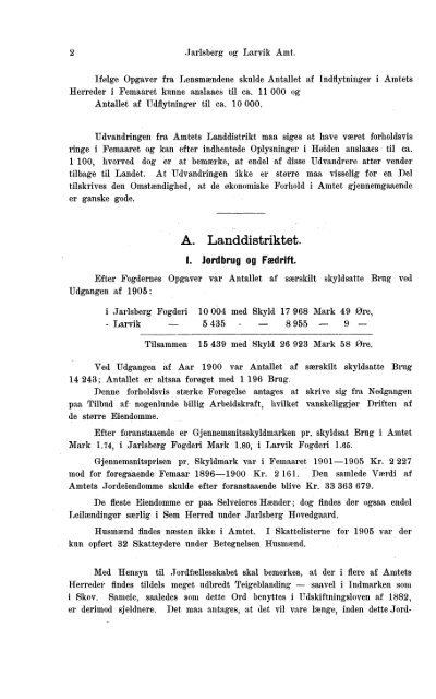 Beretninger om Amternes Økonomiske Tilstand 1901-1905. Bind I