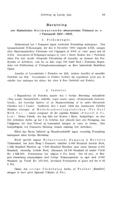 Beretninger om Amternes Økonomiske Tilstand 1901-1905. Bind I