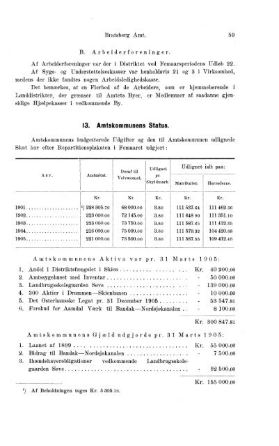 Beretninger om Amternes Økonomiske Tilstand 1901-1905. Bind I