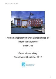 Saker til NSFLIS Generalforsamling 2012 - Intensivt i Oslo