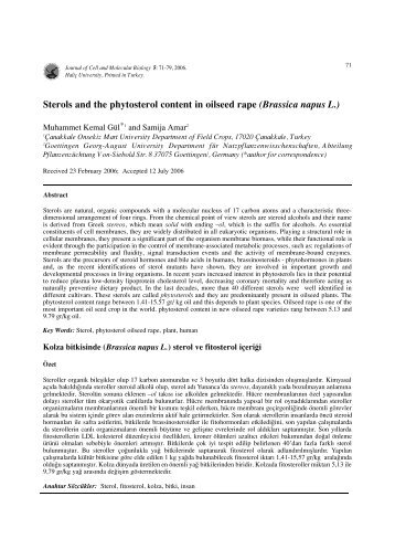 Sterols and the phytosterol content in oilseed rape - Journal of Cell ...