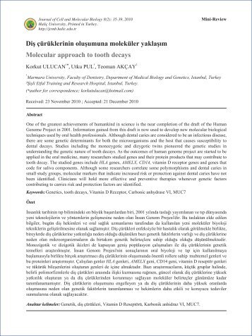 Diş çürüklerinin oluşumuna moleküler yaklaşım Molecular approach ...