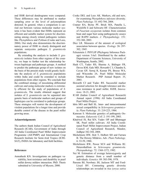 Characterization of downy mildew isolates of Sclerospora ...