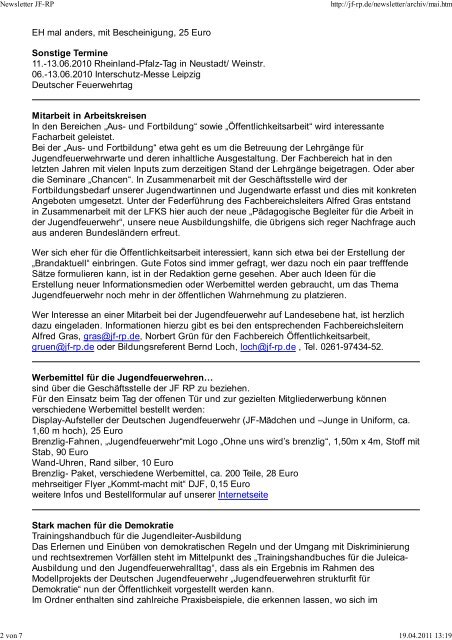 Newsletter JF-RP Mai 2010 - Jugendfeuerwehr Rheinland-Pfalz