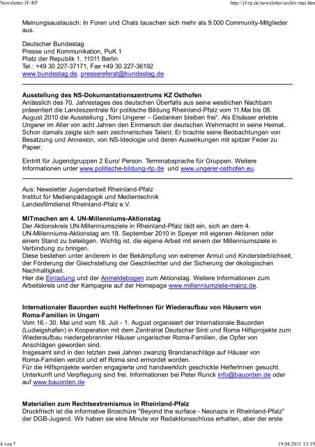 Newsletter JF-RP Mai 2010 - Jugendfeuerwehr Rheinland-Pfalz