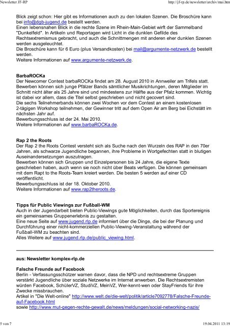 Newsletter JF-RP Mai 2010 - Jugendfeuerwehr Rheinland-Pfalz