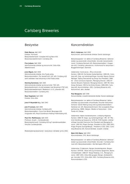Årsrapport 2001 - Carlsberg Group