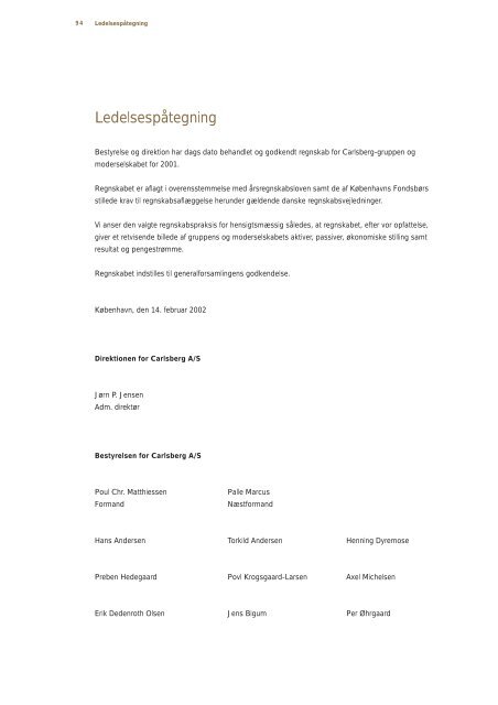 Årsrapport 2001 - Carlsberg Group