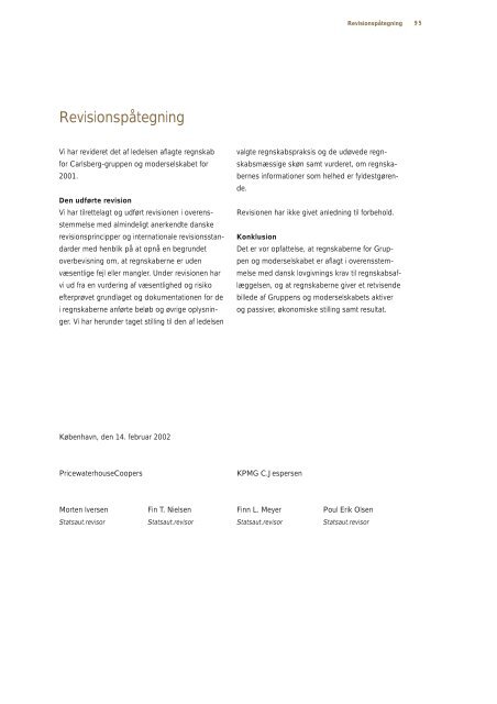 Årsrapport 2001 - Carlsberg Group