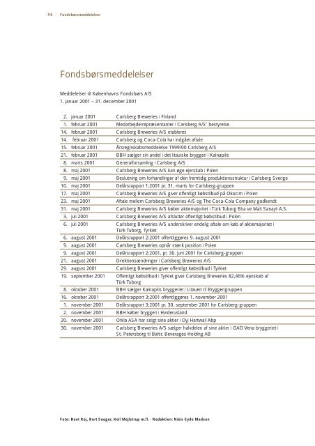 Årsrapport 2001 - Carlsberg Group