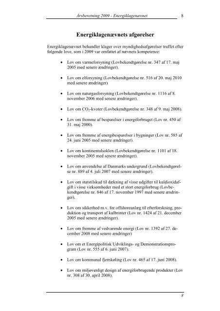 Årsberetning 2009 - Energiklagenævnet