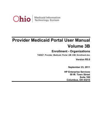 Provider Medicaid Portal User Manual - Ohio Department of Job and ...