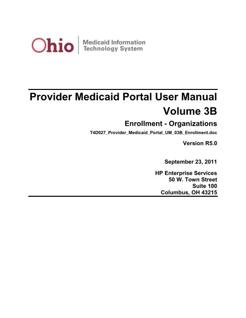Provider Medicaid Portal User Manual Ohio Department Of Job And Provider Medicaid Portal User Manual Ohio Department Of Job And