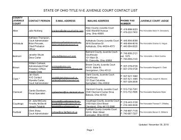 Juvenile Courts Contact List 112910 - Ohio Department of Job and ...