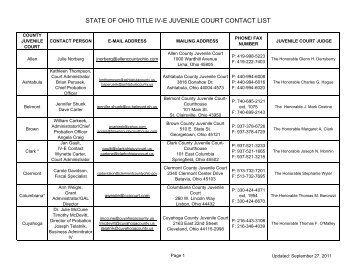 Juvenile Courts Contact List 092711 - Ohio Department of Job and ...