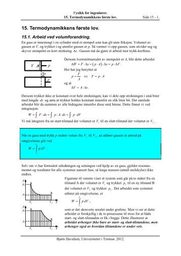 15. Termodynamikkens første lov. - Universitetet i Tromsø