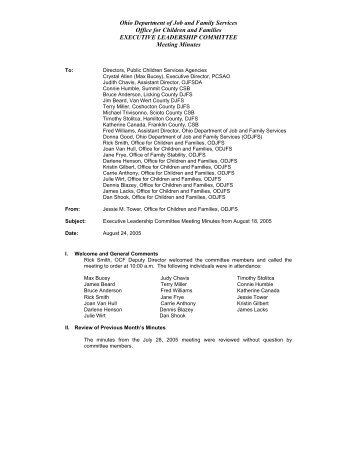 August 18, 2005 ELC - Ohio Department of Job and Family Services
