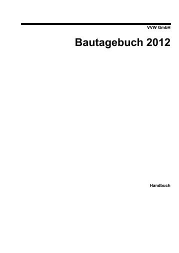 Bautagebuch 2012 - Vordruckverlag Weise Gmbh