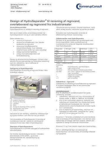 HydroSeparator – Design - Bonnerup Consult ApS