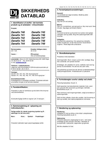 SIKKERHEDS DATABLAD - Dana Lim A/S