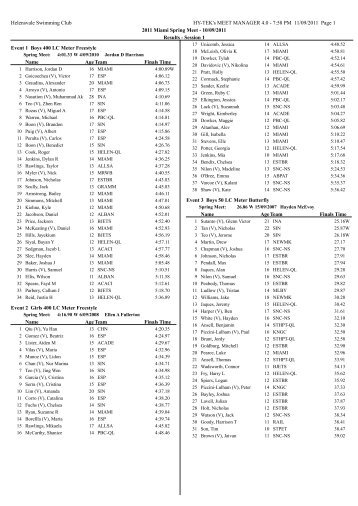 Helensvale Swimming Club HY-TEK's MEET MANAGER 4.0 - 7:58 ...