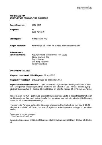 Afgørelse 2012-0334, 18. februar 2013 - Ankenævnet for Bus, Tog ...