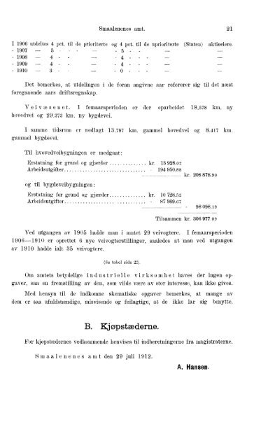 Beretninger om Amternes Økonomiske Tilstand 1906 - 1910, I ... - SSB