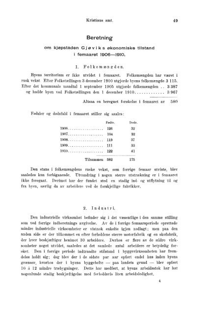 Beretninger om Amternes Økonomiske Tilstand 1906 - 1910, I ... - SSB