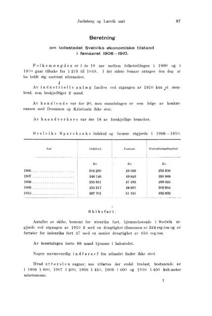 Beretninger om Amternes Økonomiske Tilstand 1906 - 1910, I ... - SSB