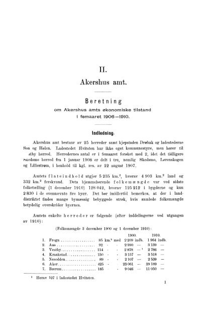 Beretninger om Amternes Økonomiske Tilstand 1906 - 1910, I ... - SSB