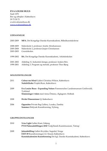 Dansk Curriculum Vitae - Eva Louise Buus