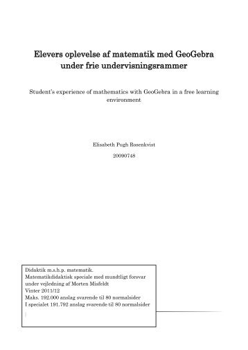 Elevers oplevelse af matematik med GeoGebra under frie ...