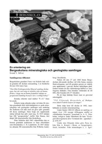 Bergsskolans mineralogiska och geologiska samlingar - Kulturarv ...