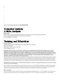 Computer Anxiety, Training and Education: A Meta Analysis