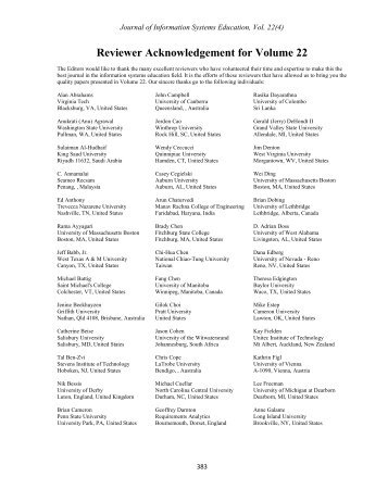Reviewer Acknowledgement for Volume 22 - Journal of Information ...