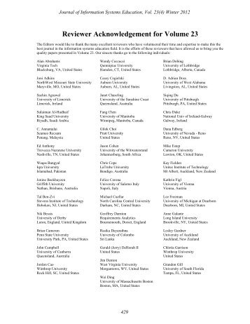 Reviewer Acknowledgement for Volume 23 - Journal of Information ...