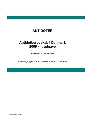 Antidoter - Sygehusberedskabet.dk