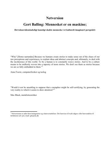 Netversion1 Gert Balling: Mennesket er en maskine;