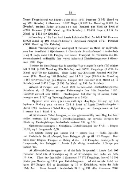 Beretning om Rigets Distriktsfængsler for Aarene 1885 og 1886