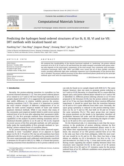 Predicting the hydrogen bond ordered structures of ice Ih, II, III, VI ...