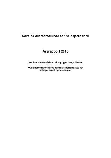 Nordisk arbetsmarknad for helsepersonell ... - Helsedirektoratet