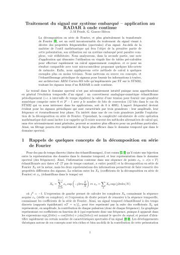 Traitement du signal sur syst`eme embarqué ... - J.-M Friedt